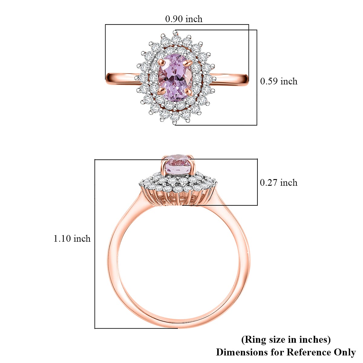 D'Joy Premium Martha Rocha Kunzite and Moissanite 1.70 ctw Sunlit Ring in 18K Vermeil Rose Gold Over Sterling Silver (Size 6.0)