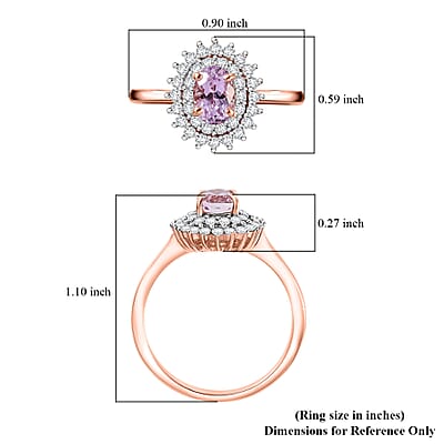 D'Joy Premium Martha Rocha Kunzite and Moissanite 1.70 ctw Sunlit Ring in 18K Vermeil Rose Gold Over Sterling Silver (Size 6.0)