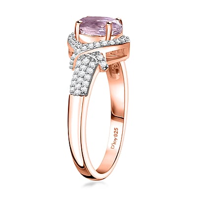 Premium Martha Rocha Kunzite and Moissanite 2.10 ctw Oceanic Serenity Ring in 18K Vermeil Rose Gold Over Sterling Silver (Size 6.0)