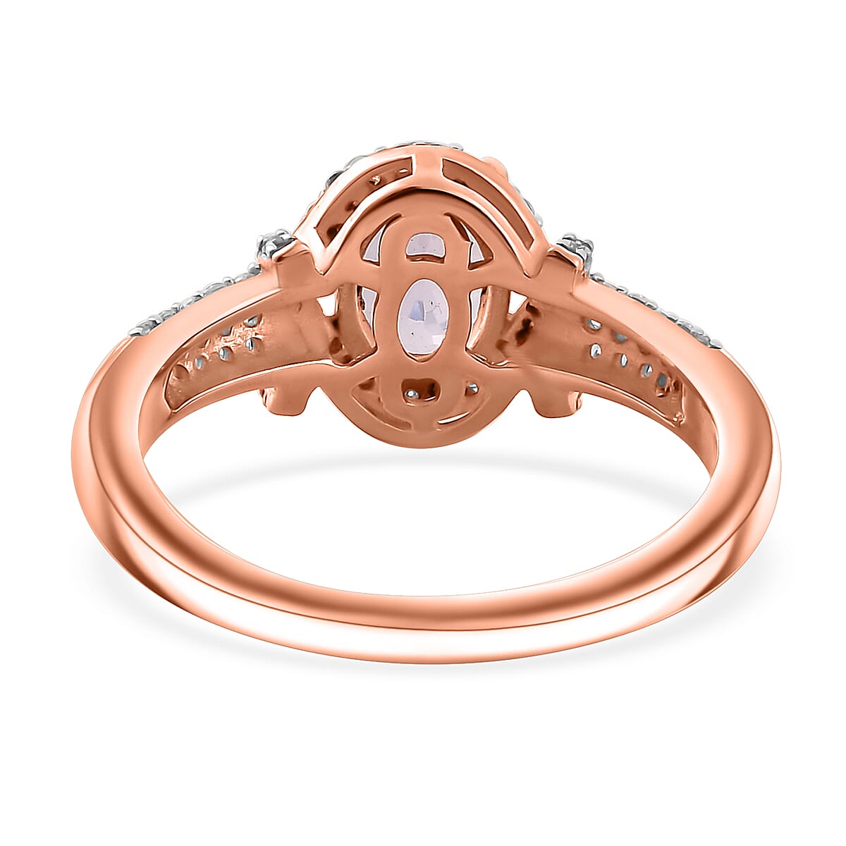 Premium Martha Rocha Kunzite and Moissanite 2.10 ctw Oceanic Serenity Ring in 18K Vermeil Rose Gold Over Sterling Silver (Size 6.0)
