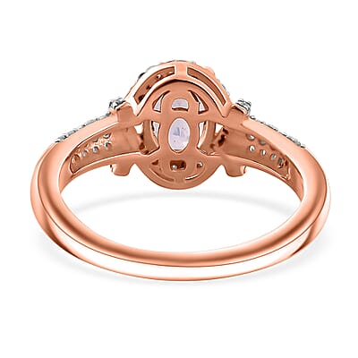 Premium Martha Rocha Kunzite and Moissanite 2.10 ctw Oceanic Serenity Ring in 18K Vermeil Rose Gold Over Sterling Silver (Size 6.0)