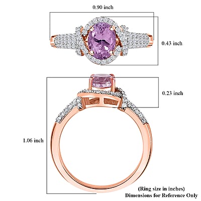 Premium Martha Rocha Kunzite and Moissanite 2.10 ctw Oceanic Serenity Ring in 18K Vermeil Rose Gold Over Sterling Silver (Size 6.0)
