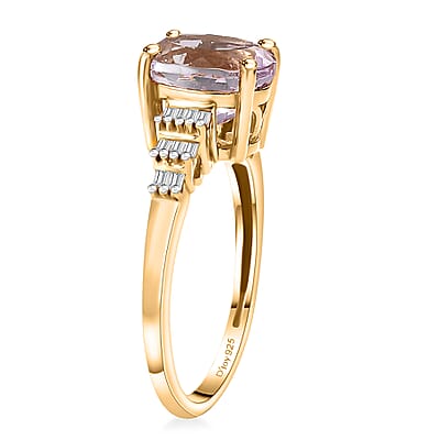 Premium Martha Rocha Kunzite and Diamond 2.70 ctw Sunset Flame Ring in 18K Vermeil Yellow Gold Over Sterling Silver (Size 10.0)
