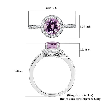 Premium Martha Rocha Kunzite and Moissanite 2.30 ctw Halo Ring in Rhodium Over Sterling Silver (Size 6.0)