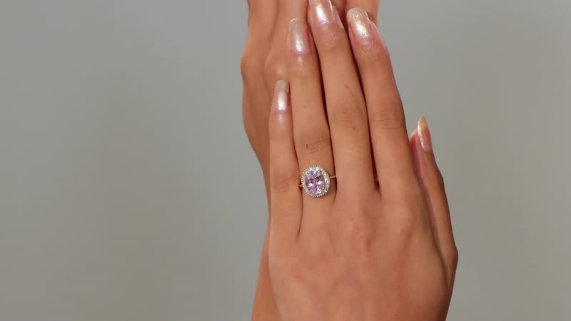 Premium Martha Rocha Kunzite, Diamond (0.31 cts) Ring in 18K Vermeil YG Over Sterling Silver (Size 7.0) 4.65 ctw