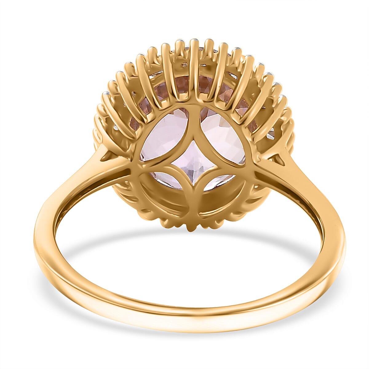 Premium Martha Rocha Kunzite and Diamond 4.65 ctw Ocean Wisdom Ring in 18K Vermeil Yellow Gold Over Sterling Silver (Size 6.0)