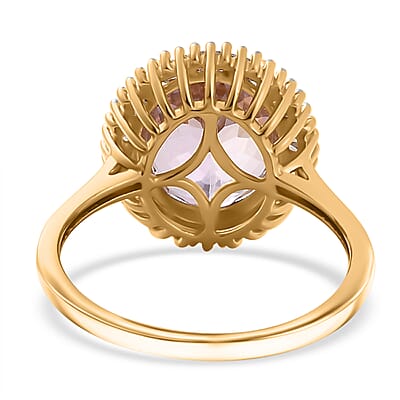 Premium Martha Rocha Kunzite and Diamond 4.65 ctw Ocean Wisdom Ring in 18K Vermeil Yellow Gold Over Sterling Silver (Size 6.0)