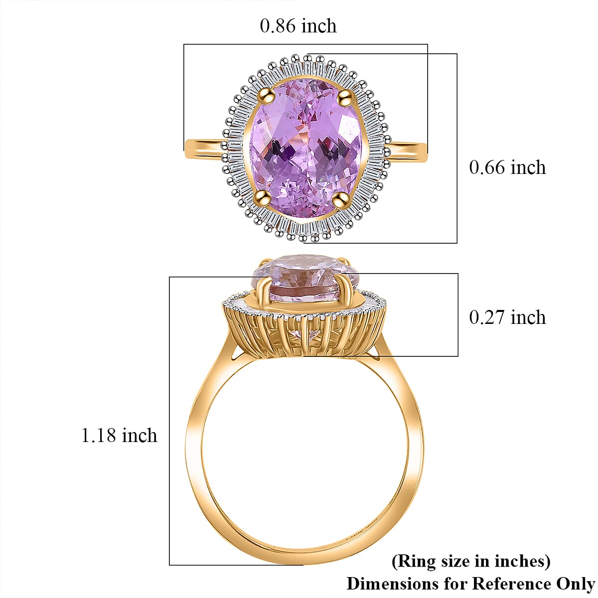 Premium Martha Rocha Kunzite and Diamond 4.65 ctw Ocean Wisdom Ring in 18K Vermeil Yellow Gold Over Sterling Silver (Size 6.0)