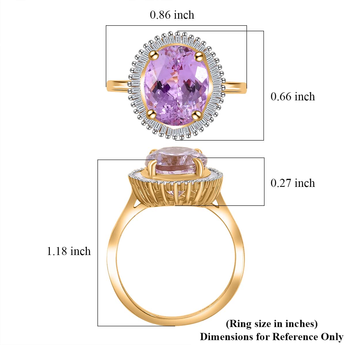 Premium Martha Rocha Kunzite and Diamond 4.65 ctw Ocean Wisdom Ring in 18K Vermeil Yellow Gold Over Sterling Silver (Size 8.0) image number 5