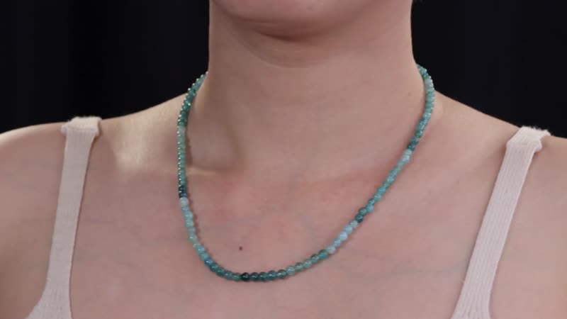 Grandidierite Beaded 88.00 ctw Necklace 18 Inches in Rhodium Over Sterling Silver