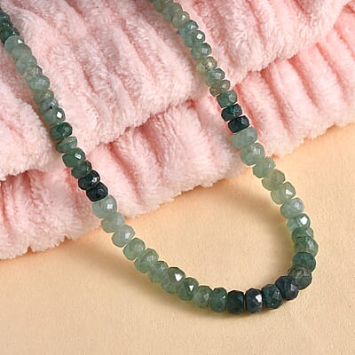Grandidierite Beaded 88.00 ctw Necklace 18 Inches in Rhodium Over Sterling Silver