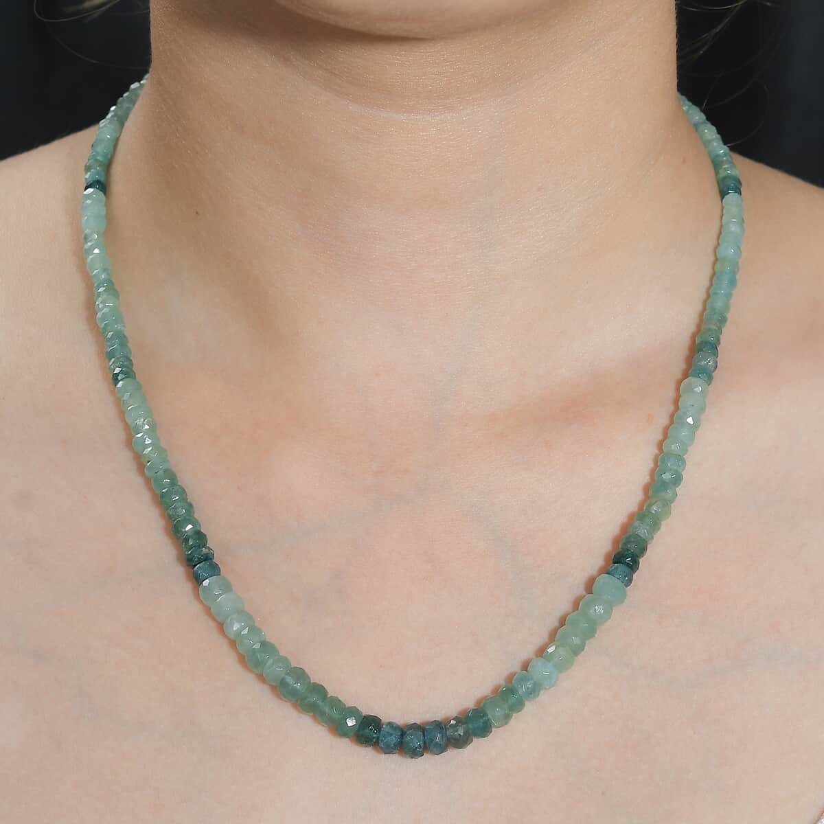 Grandidierite Beaded 88.00 ctw Necklace 18 Inches in Rhodium Over Sterling Silver image number 2