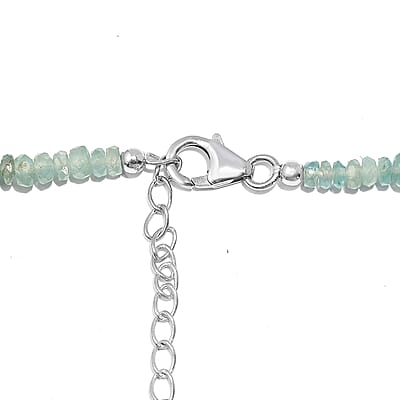 Grandidierite Beaded 88.00 ctw Necklace 18 Inches in Rhodium Over Sterling Silver