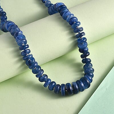 Kashmir Kyanite 210.00 ctw Necklace 18 Inches in Rhodium Over Sterling Silver