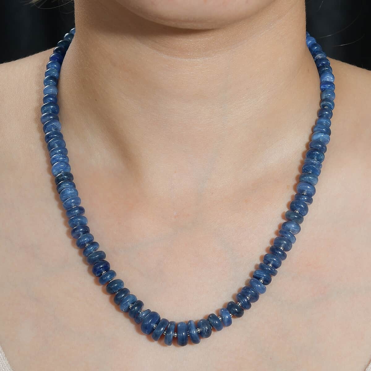 Kashmir Kyanite 210.00 ctw Necklace 18 Inches in Rhodium Over Sterling Silver image number 2