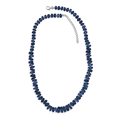 Kashmir Kyanite 210.00 ctw Necklace 18 Inches in Rhodium Over Sterling Silver