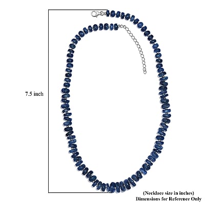 Kashmir Kyanite 210.00 ctw Necklace 18 Inches in Rhodium Over Sterling Silver