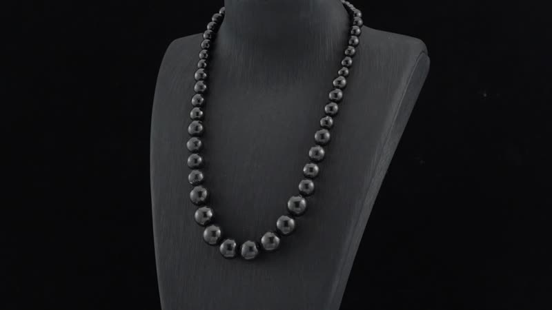 Shungite 250.00 ctw Beaded Necklace in Rhodium Over Sterling Silver 18-20 Inches