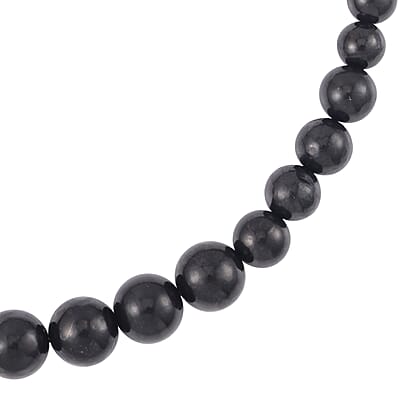 Shungite 250.00 ctw Beaded Necklace in Rhodium Over Sterling Silver 18-20 Inches