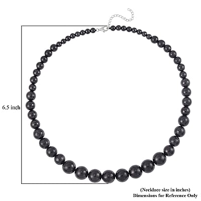 Shungite 250.00 ctw Beaded Necklace in Rhodium Over Sterling Silver 18-20 Inches