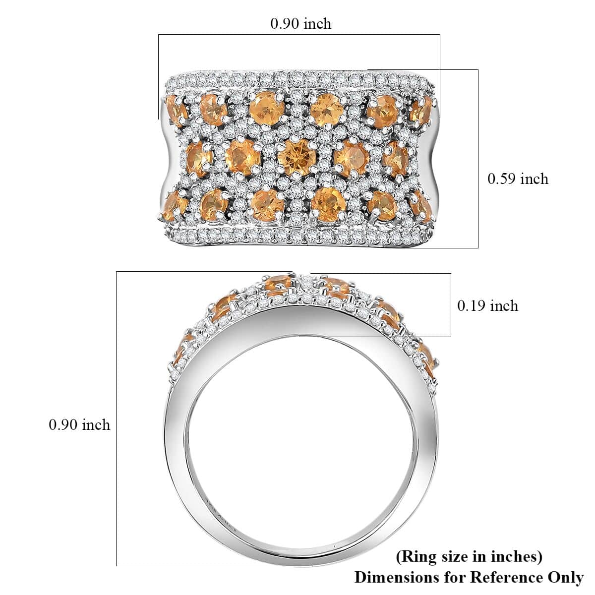 Fanta Garnet and White Zircon 3.00 ctw Honeycomb Ring in Rhodium Over Sterling Silver (Size 10.0) image number 5