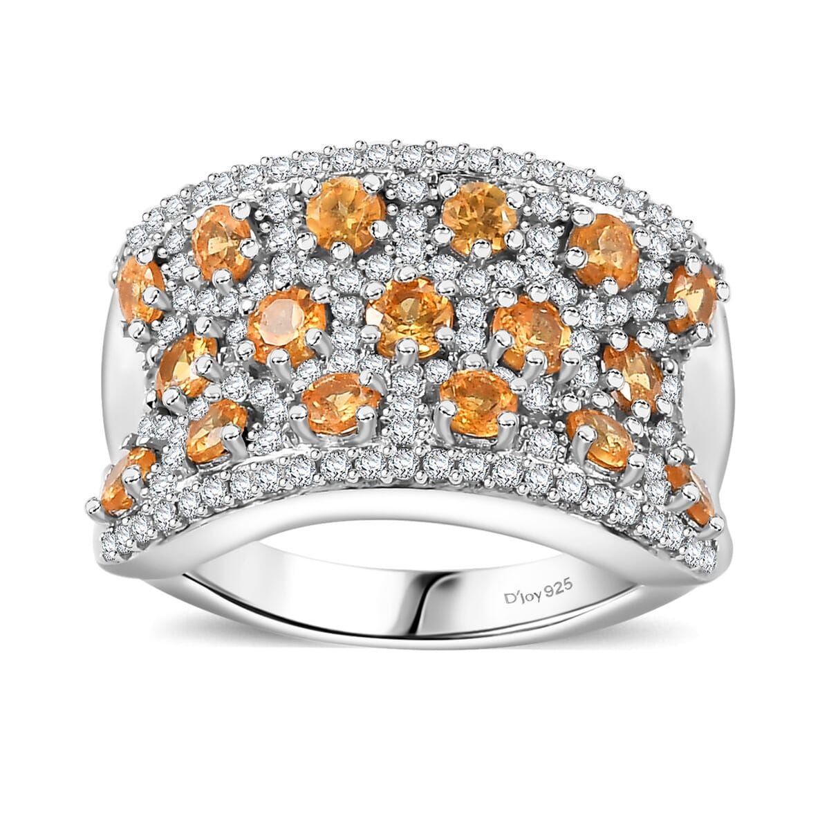 Fanta Garnet and White Zircon 3.00 ctw Honeycomb Ring in Rhodium Over Sterling Silver (Size 7.0) image number 0