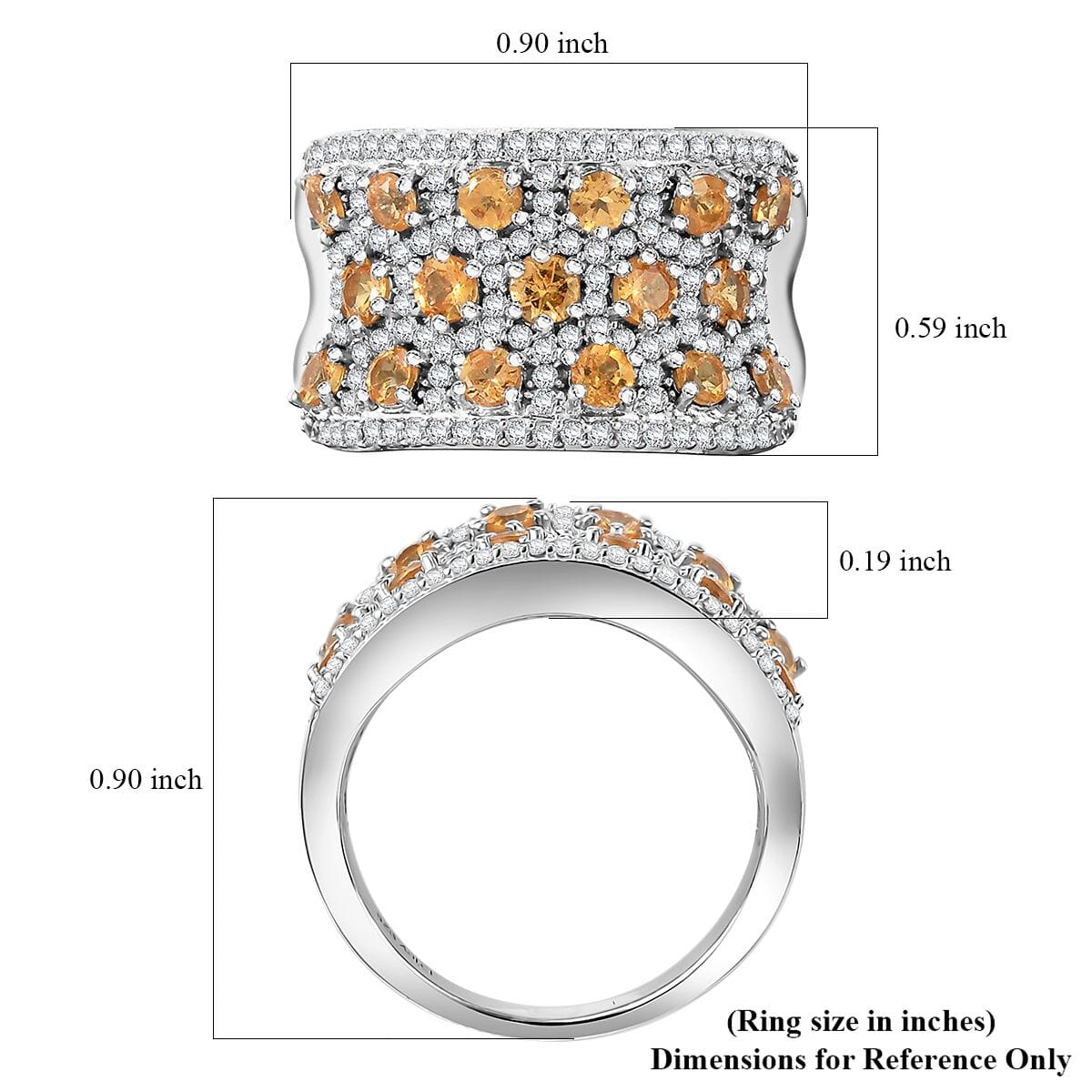 Fanta Garnet and White Zircon 3.00 ctw Honeycomb Ring in Rhodium Over Sterling Silver (Size 7.0) image number 5