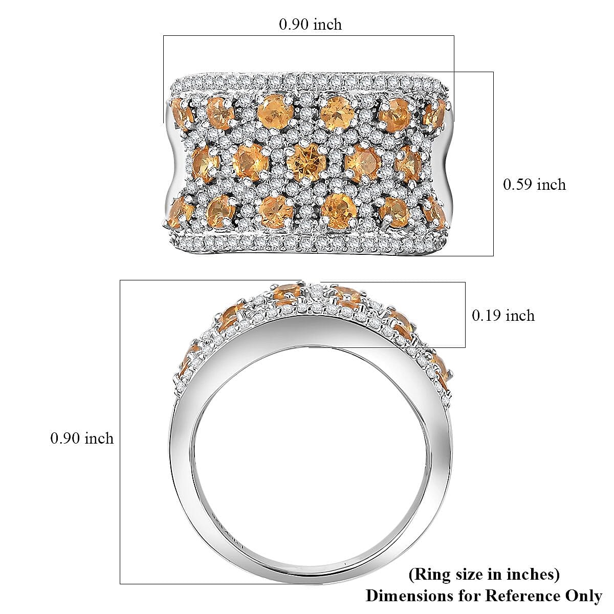 Fanta Garnet and White Zircon 3.00 ctw Honeycomb Ring in Rhodium Over Sterling Silver (Size 8.0) image number 5