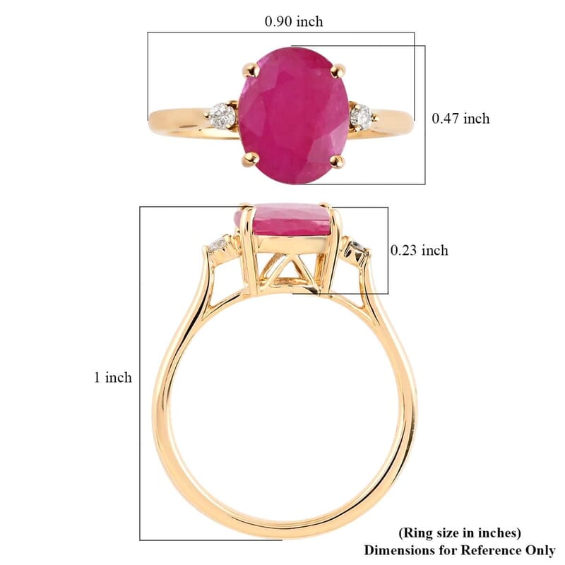 Certified & Appraised Luxoro AAA Mozambique Ruby and G-H I2 Diamond 3.15 ctw Ring in 14K Yellow Gold (Size 5.5)