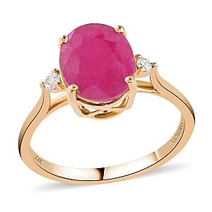 Certified & Appraised Luxoro AAA Mozambique Ruby and G-H I2 Diamond 3.15 ctw Ring in 14K Yellow Gold (Size 8.5)