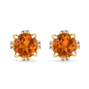 Premium Fanta Garnet and White Zircon 1.00 ctw Universe Star Earrings in 18K Vermeil Yellow Gold Over Sterling Silver 