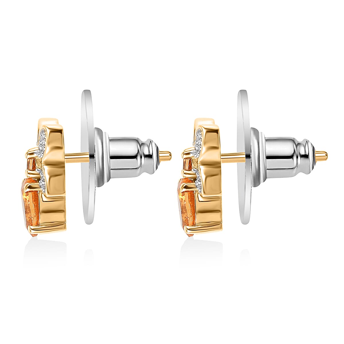 D'Joy Fanta Garnet and White Zircon 1.25 ctw Honey Bee Earrings in 18K Vermeil Yellow Gold Over Sterling Silver