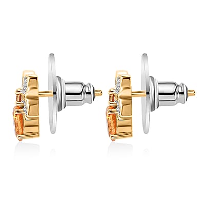 D'Joy Fanta Garnet and White Zircon 1.25 ctw Honey Bee Earrings in 18K Vermeil Yellow Gold Over Sterling Silver
