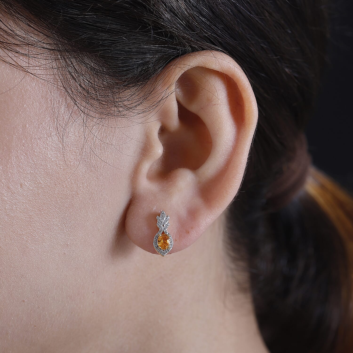 D'Joy Fanta Garnet and White Zircon 1.40 ctw Elegant Earrings in 18K Vermeil Yellow Gold Over Sterling Silver