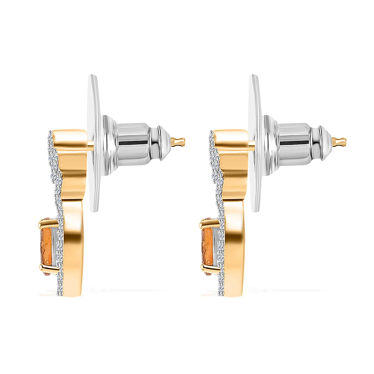 D'Joy Fanta Garnet and White Zircon 1.40 ctw Elegant Earrings in 18K Vermeil Yellow Gold Over Sterling Silver