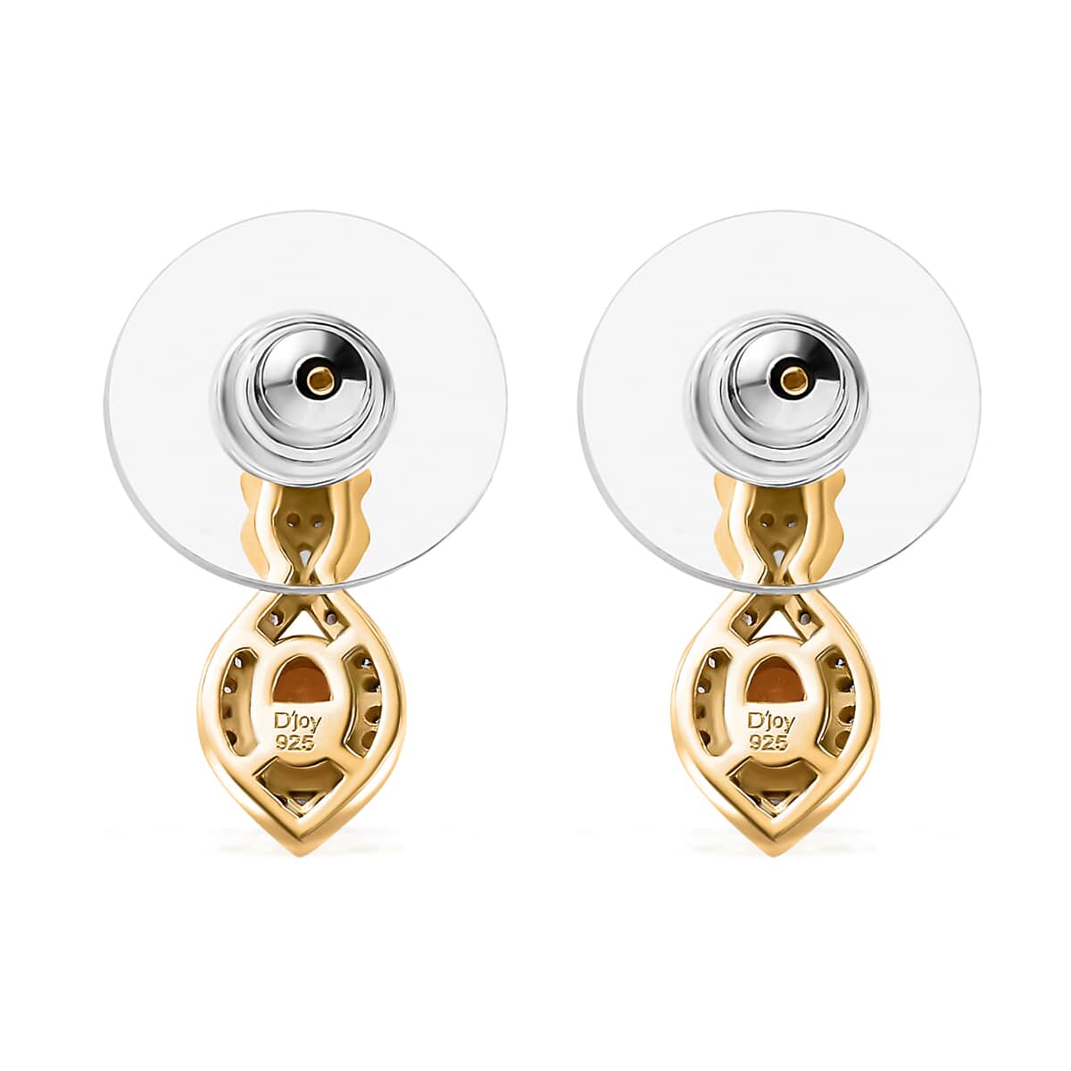 Fanta Garnet and White Zircon 1.40 ctw Elegant Earrings in 18K Vermeil Yellow Gold Over Sterling Silver image number 4