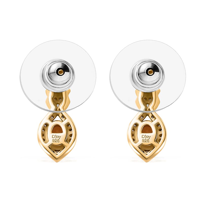 D'Joy Fanta Garnet and White Zircon 1.40 ctw Elegant Earrings in 18K Vermeil Yellow Gold Over Sterling Silver
