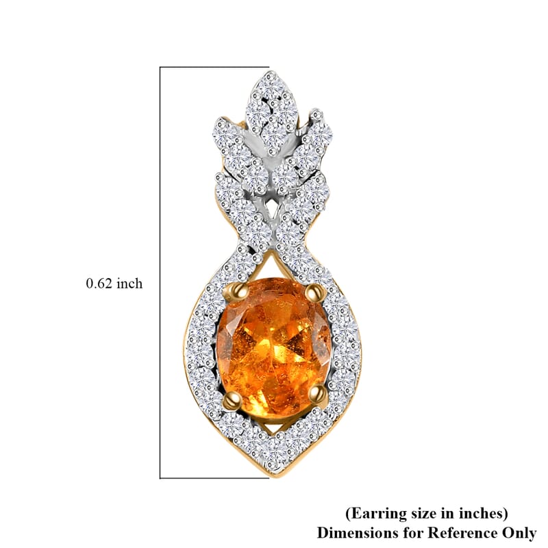 D'Joy Fanta Garnet and White Zircon 1.40 ctw Elegant Earrings in 18K Vermeil Yellow Gold Over Sterling Silver