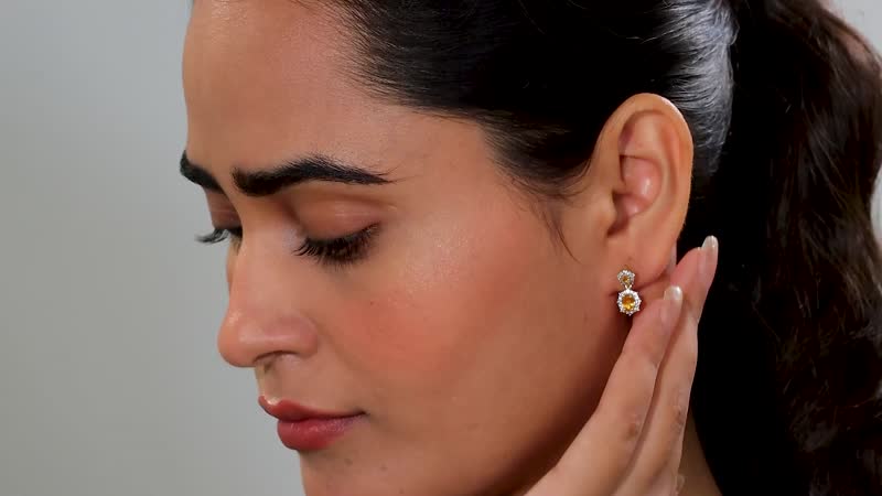 D'Joy Fanta Garnet and White Zircon 1.60 ctw Elegant Earrings in 18K Vermeil Yellow Gold Over Sterling Silver