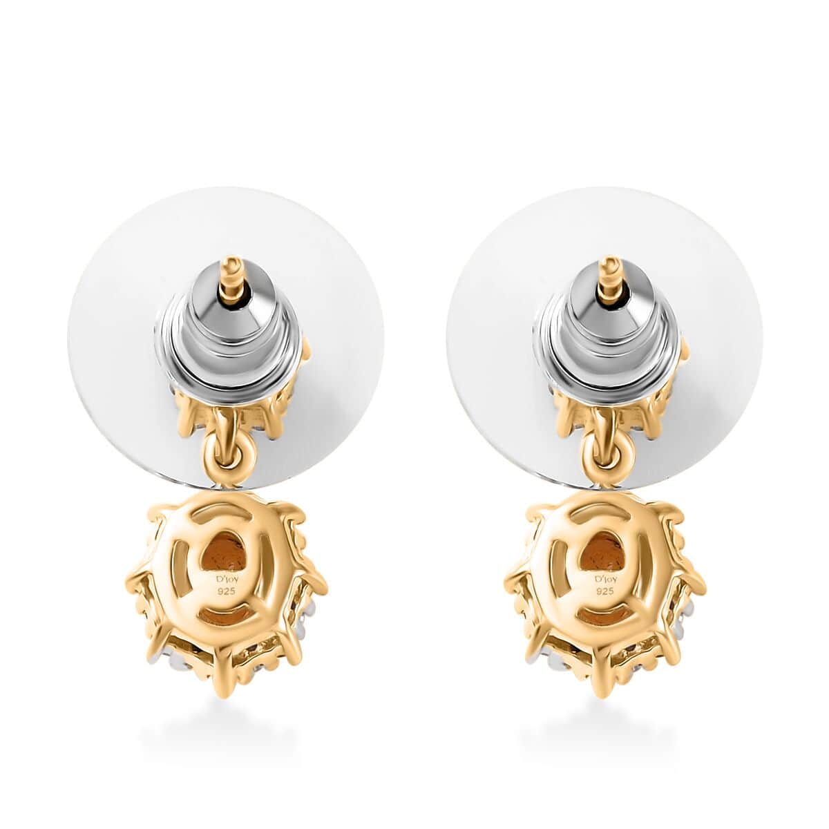 Fanta Garnet and White Zircon 1.60 ctw Elegant Earrings in 18K Vermeil Yellow Gold Over Sterling Silver image number 3