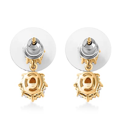 D'Joy Fanta Garnet and White Zircon 1.60 ctw Elegant Earrings in 18K Vermeil Yellow Gold Over Sterling Silver