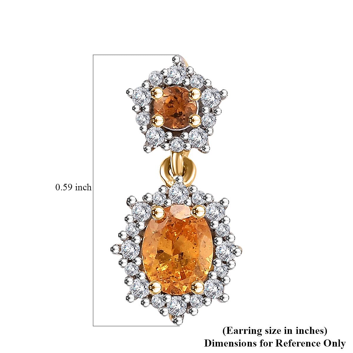 D'Joy Fanta Garnet and White Zircon 1.60 ctw Elegant Earrings in 18K Vermeil Yellow Gold Over Sterling Silver