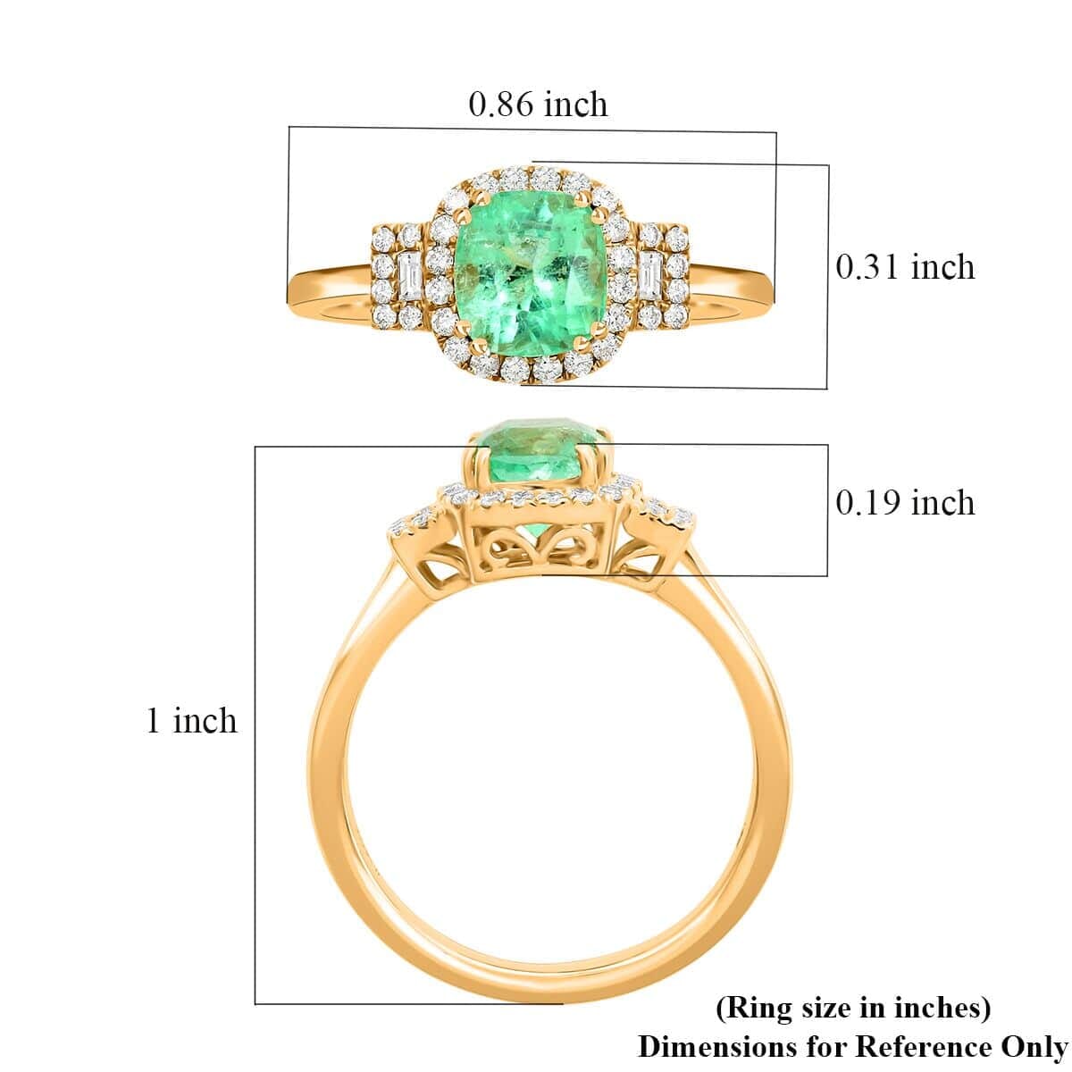 One Of A Kind Certified & Appraised Iliana AAA Boyaca Colombian Emerald and G-H SI Diamond 1.55 ctw Ring in 18K Yellow Gold (Size 6.5) image number 5