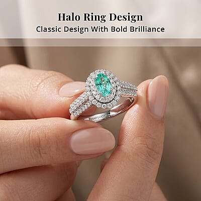 Rhapsody AAAA Paraiba Tourmaline and E-F VS Diamond 1.49 ctw Ring in 950 Platinum (Size 6.0) 7.85 Grams