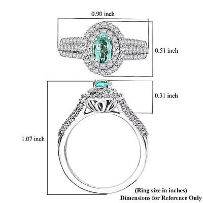 Rhapsody AAAA Paraiba Tourmaline and E-F VS Diamond 1.49 ctw Ring in 950 Platinum (Size 6.0) 7.85 Grams