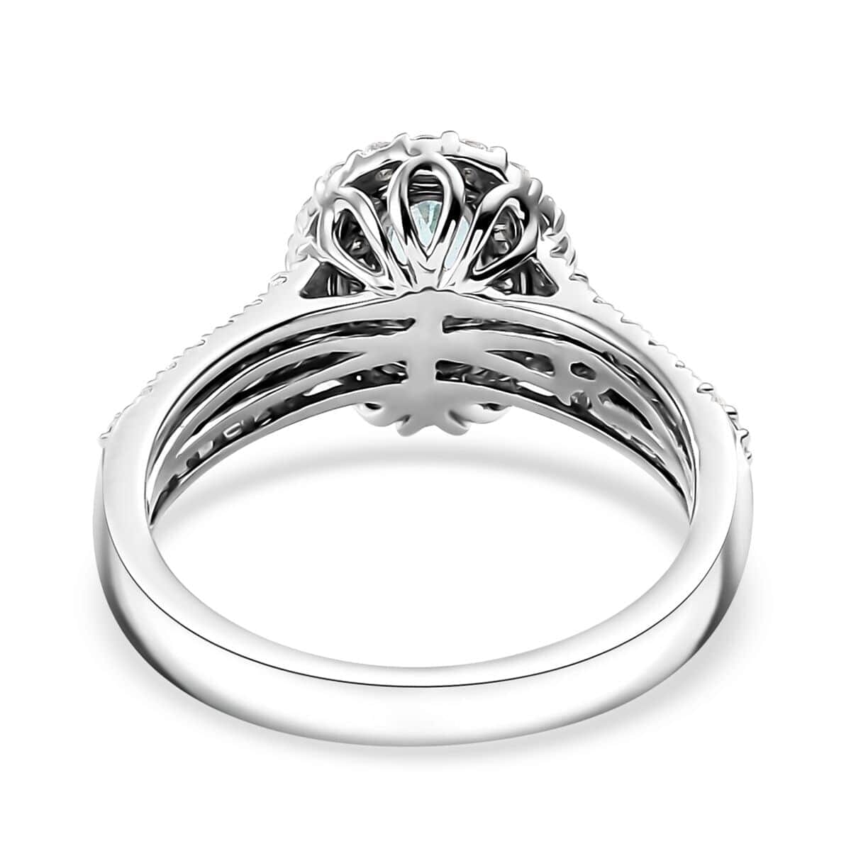 Rhapsody AAAA Paraiba Tourmaline and E-F VS Diamond 1.49 ctw Ring in 950 Platinum (Size 6.5) 7.85 Grams image number 4