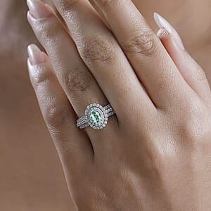 Rhapsody AAAA Paraiba Tourmaline and E-F VS Diamond 1.49 ctw Ring in 950 Platinum (Size 7.5) 7.85 Grams