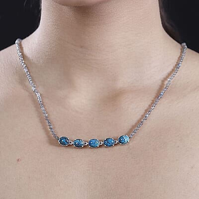 D'Joy Table Mountain Shadowkite and Malagasy Labradorite 37.50 ctw 18 Inches Necklace in Platinum Over Sterling Silver