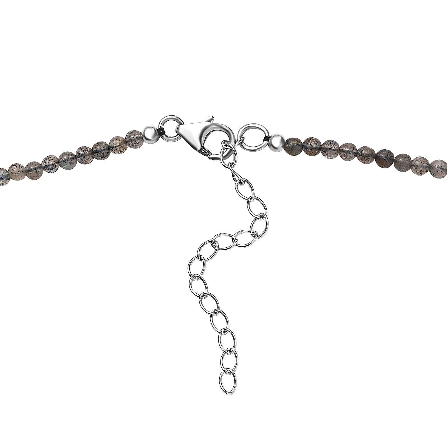 D'Joy Table Mountain Shadowkite and Malagasy Labradorite 37.50 ctw 18 Inches Necklace in Platinum Over Sterling Silver