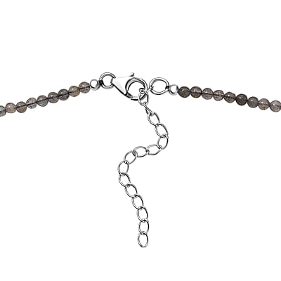 D'Joy Table Mountain Shadowkite and Malagasy Labradorite 37.50 ctw 18 Inches Necklace in Platinum Over Sterling Silver